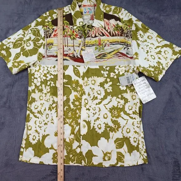 Jams World Shirt Mens Medium Green Hawaiian Graphic Papeete M630RE Pete Hibiscus